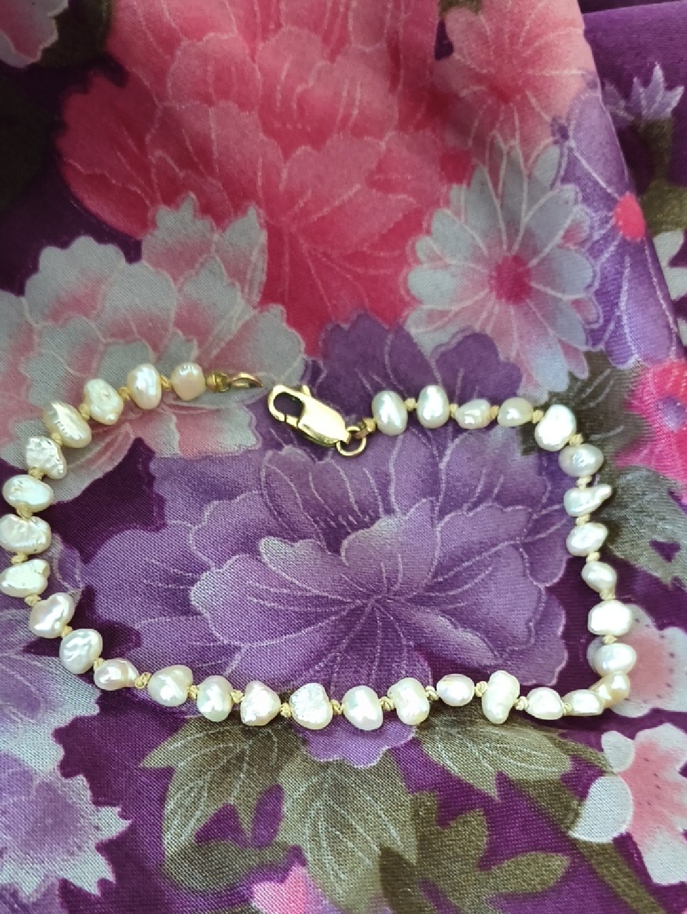 Beautiful Vintage 14K & Natural Pearl Bracelet 7"